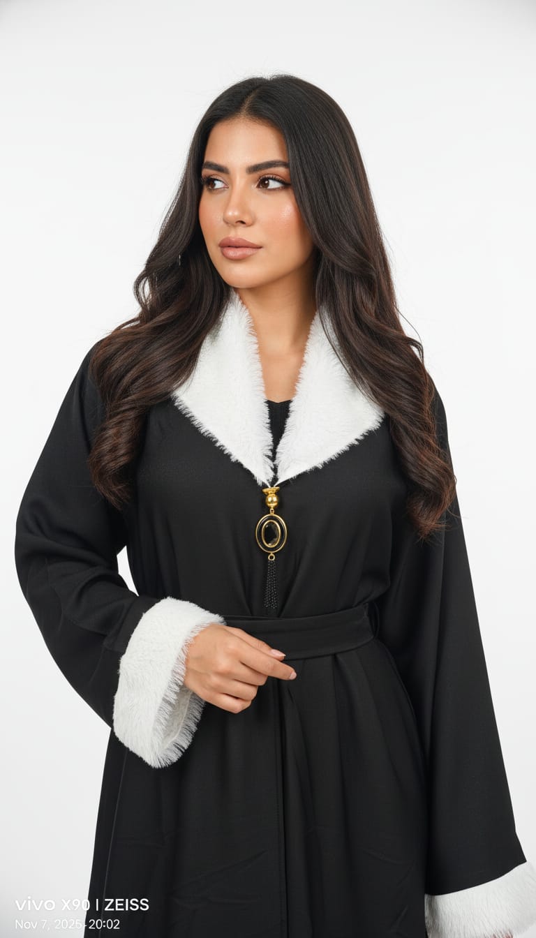Fur Collar Abaya – Premium Al Nida Fabric