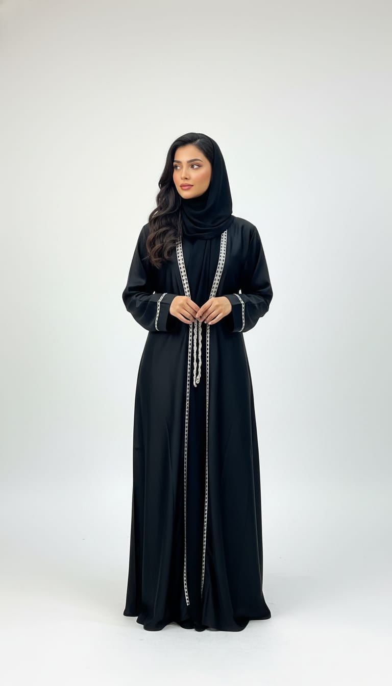 Imported TikTok Fabric Attached Jacket Style Abaya